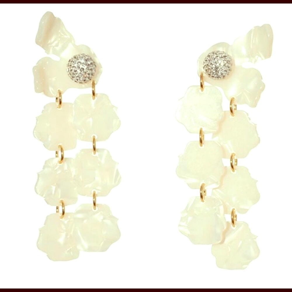 Lele Sadoughi White Petal Drop Earrings